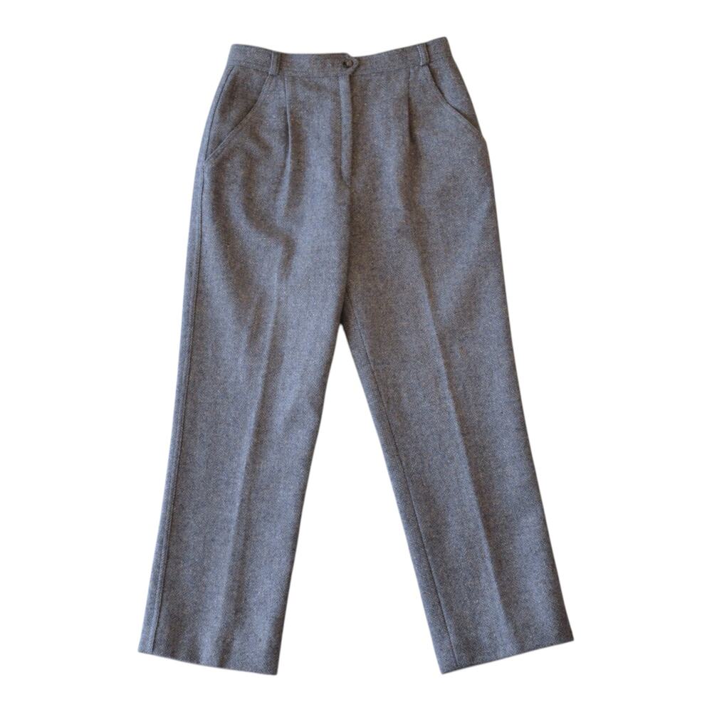 Vintage 80s Light Blue Gray Wool Blend Pleated Pants - Medium